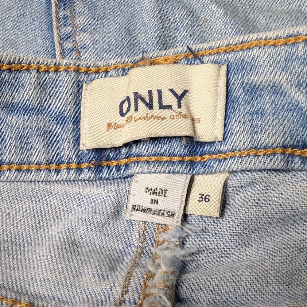Only US 4 EUR 36 Blue‎ Cotton Denim Jean Midi Skirt Light Wash Distressed - Picture 3 of 6